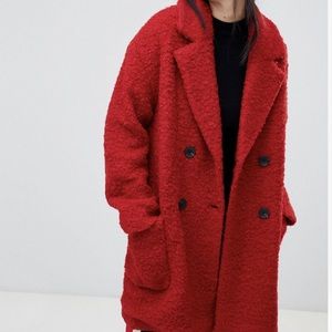 Bershka teddy red coat